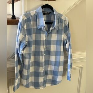 NORMA KAMALI Blue/Whited checkered Button Down